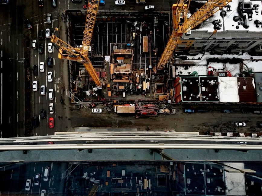 Vue aérienne d'un chantier urbain en construction à Québec